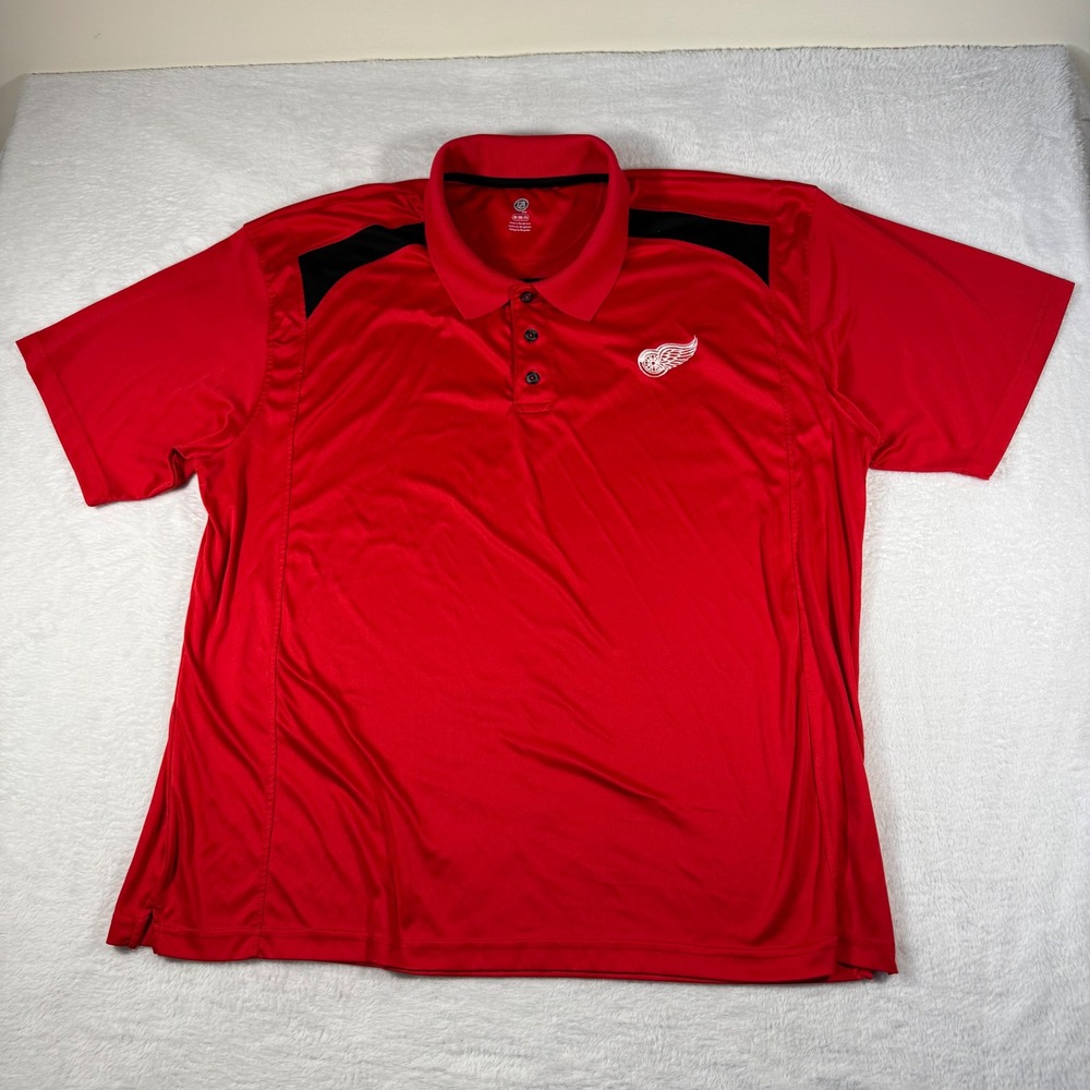 NHL Detroit Red Wings Polo Shirt Mens 3XL Red Embroidered Logo Hockey